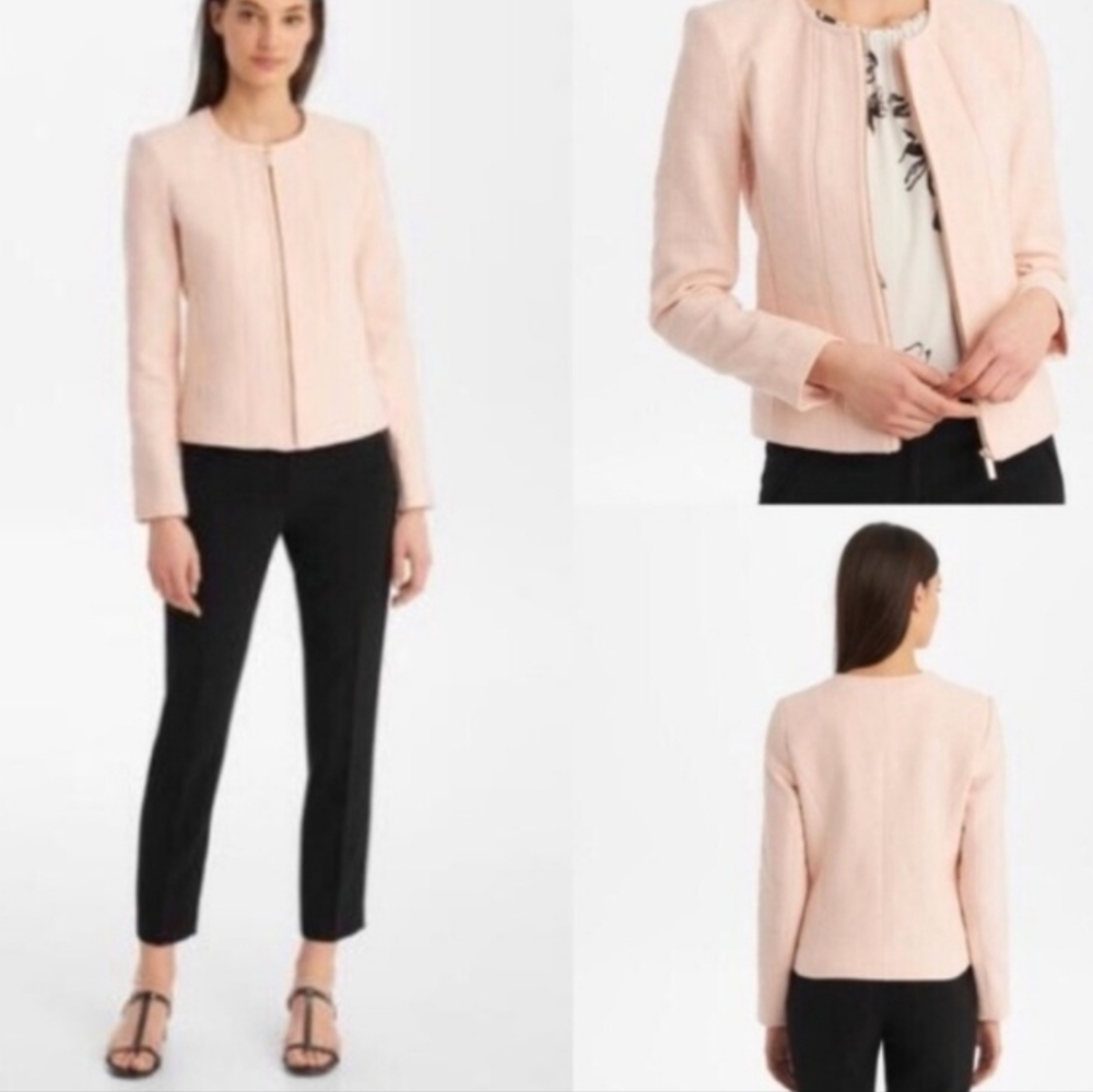Karl Lagerfeld Paris Pink Cotton Blend No Collar Blazer Size 8